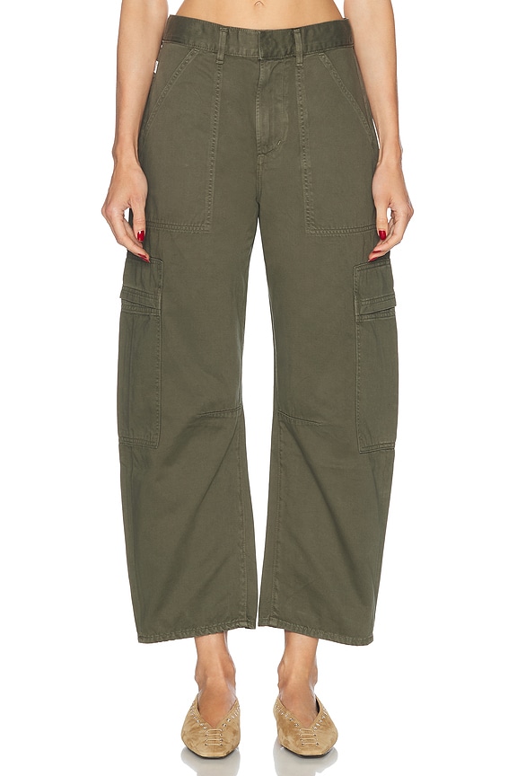 R13 Cropped Cargo Pant in Vintage Olive Drab | FWRD