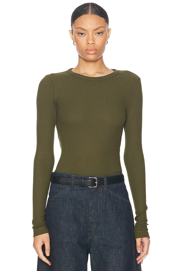 Jean Paul Gaultier Spiral Long Sleeve Top in Ecru & Aqua | FWRD
