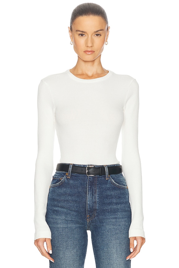 Peter Do Ribbed Long Sleeve T-Shirt in White | FWRD Peter Do Ribbed Long Sleeve T-Shirt in White | FWRD
