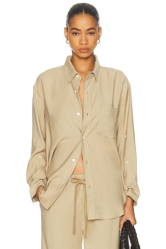 AMI Paris Boxy Button Up Top in Bronze | FWRD