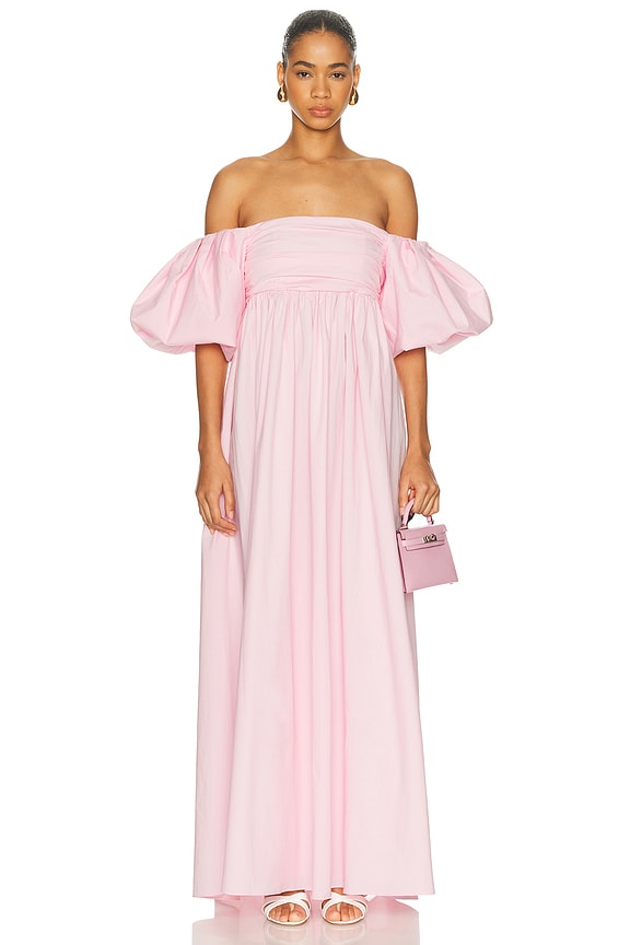 strapless open back dress Blush Pink Cotton Mabel Maxi Dress