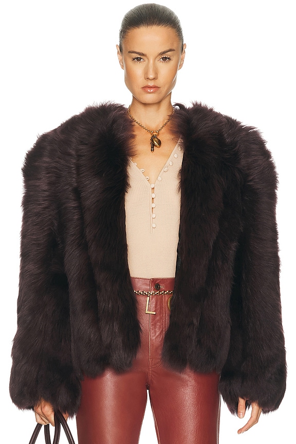 Sandy Liang Bowery Moto Jacket With Lamb Shearling in Black