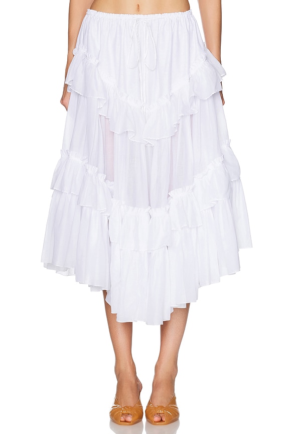 Helsa Handkerchief Midi Skirt in White | FWRD
