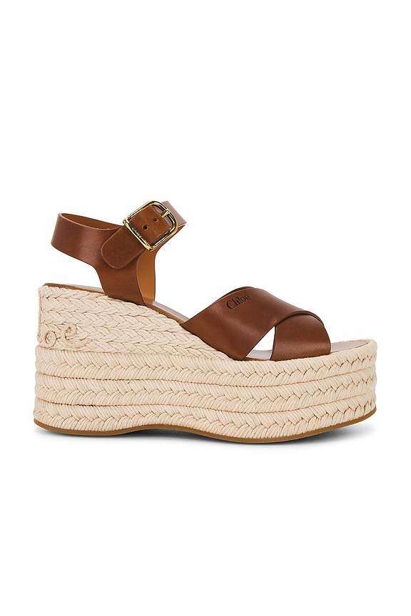 Chloe Maxime Wedge Sandal in Ginger Brown | FWRD