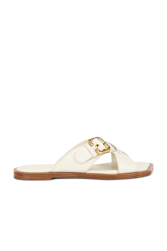 The Row Constance Leather Flat Sandals in Bianco | FWRD