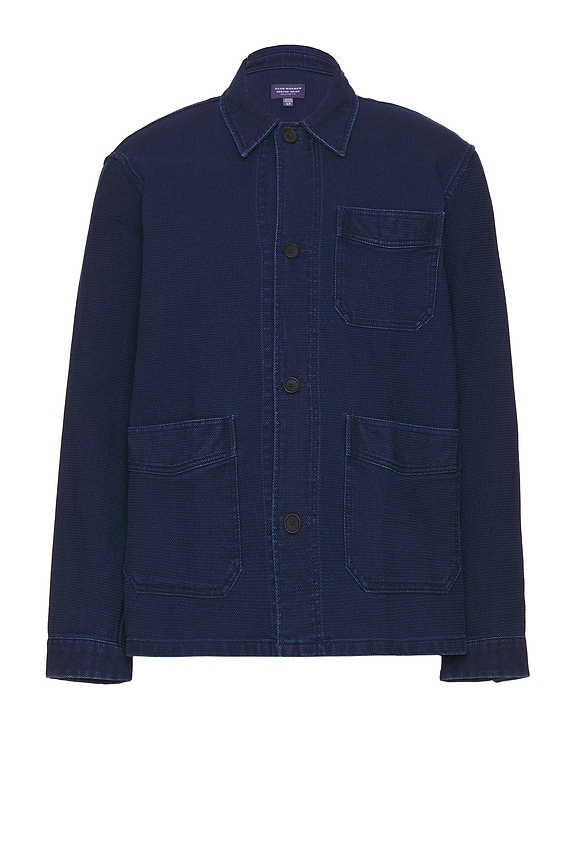Lemaire Stand Collar Overshirt in Ink Blue | FWRD