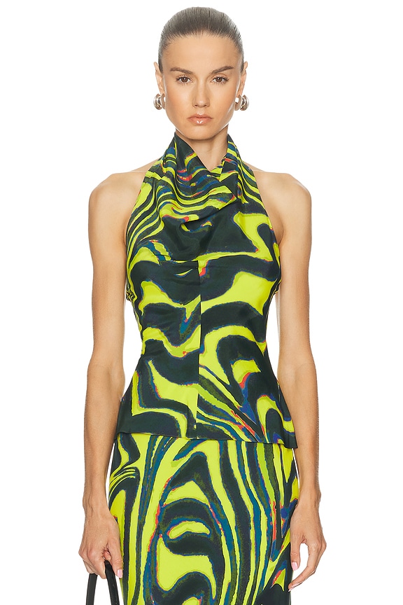 Emilio Pucci Twist Halter Top in Blue & Fuchsia | FWRD