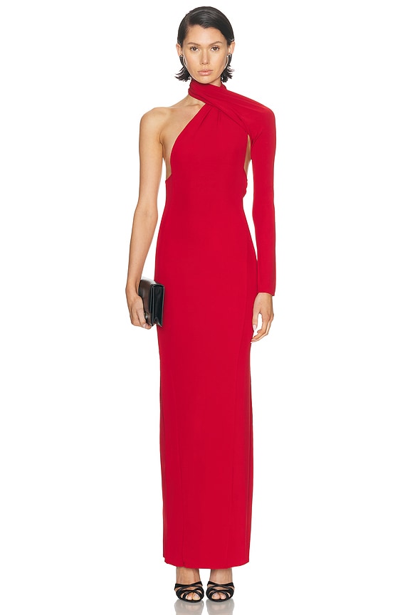 Helsa The Muse Cape Jersey Dress in Oxblood | FWRD Helsa The Muse Cape Jersey Dress in Oxblood | FWRD