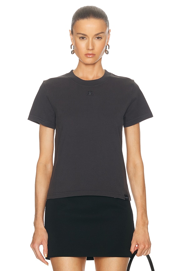 Courreges Belted Printed Stone T-Shirt in Stonewash Grey
