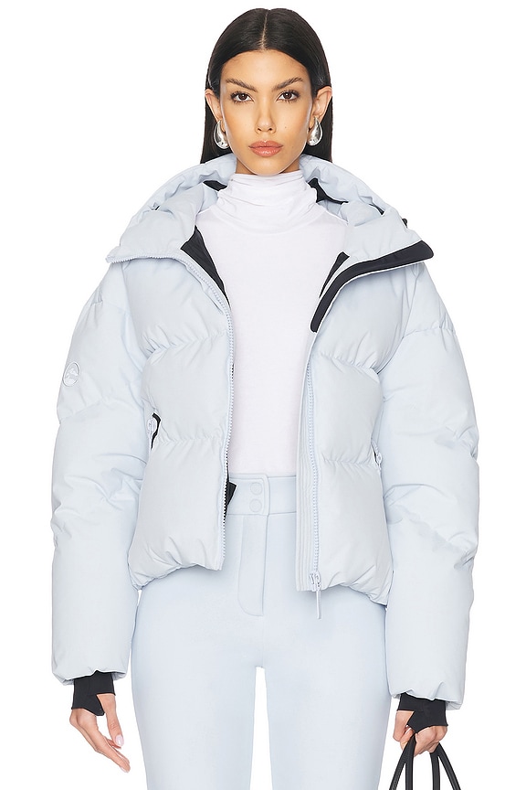 関税送料込み【ACNE STUDIOS】Logo Puffer Jacket in Porcelain Acne Studios Puffer Jacket in Sky Blue | FWRD