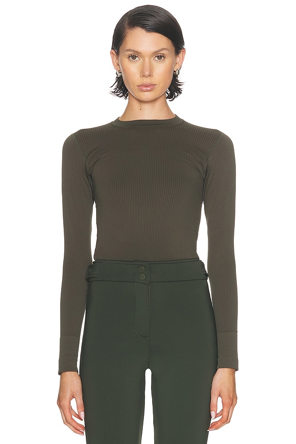 Helsa Matte Jersey Long Sleeve Top in Elm | FWRD