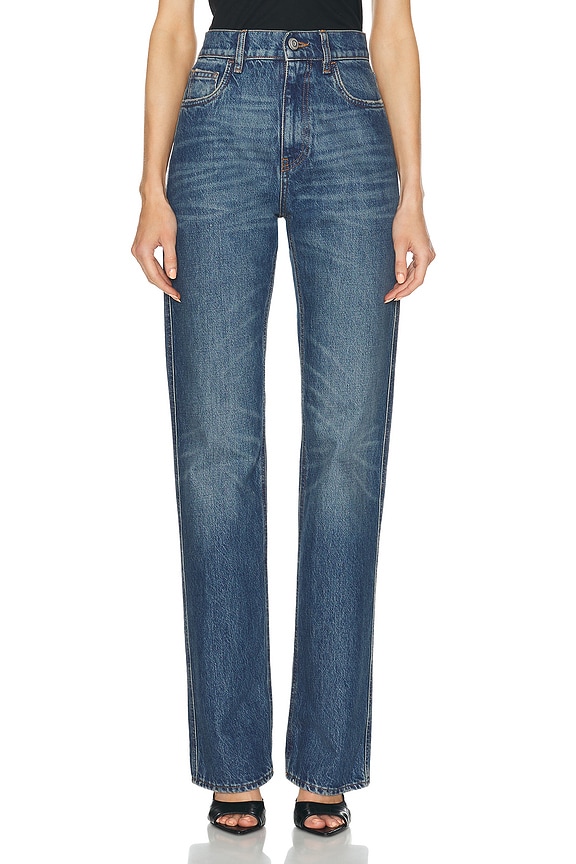 【関税＆送料込み】Saint Laurent Wide Leg Jeans Saint Laurent Wide Leg Jeans in Crinkle Black | FWRD