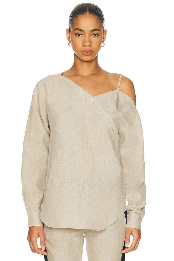 self-portrait Cotton Poplin Frill Shirt in White | FWRD
