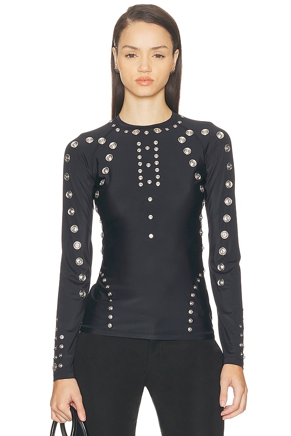 トップス Dot mary logo tops black SALE MARNI Collar Separated T-Shirt Cotton Polka Dot Logo