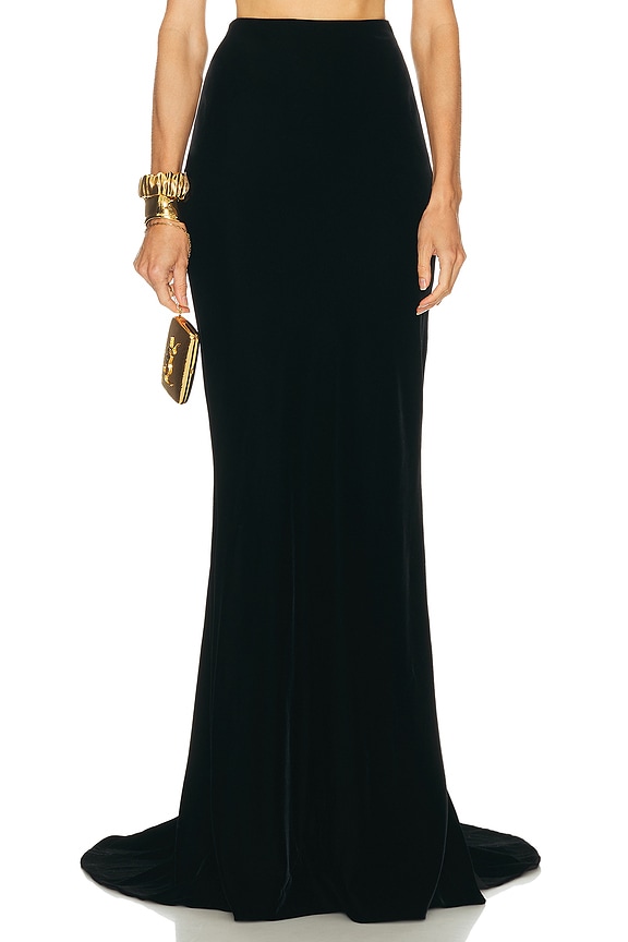 Bottega Veneta Viscose Compact Frise Skirt in Black | FWRD