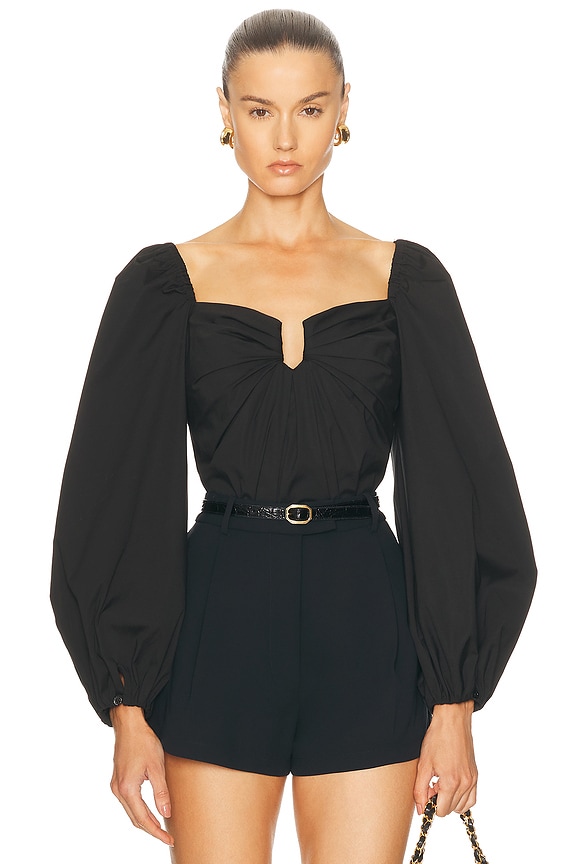 Stella McCartney Velvet Loveheart Denim Top in Washed Black