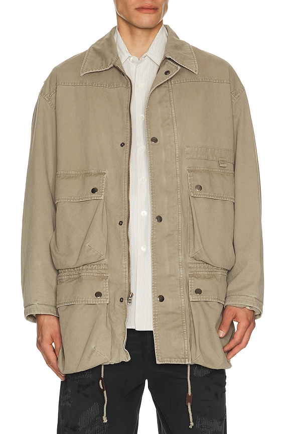 YEEZY Season 6 Flannel Lined Denim Jacket in Medium Blue | FWRD