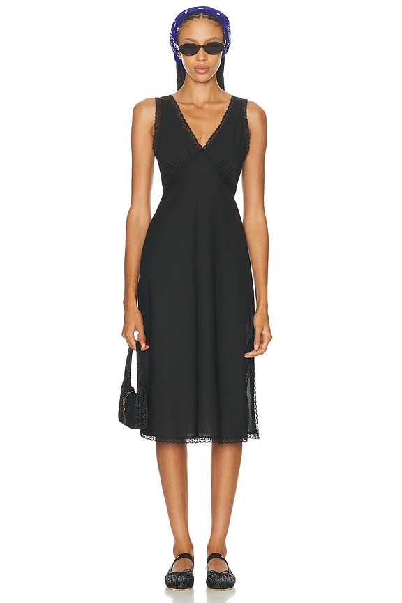 NICHOLAS Grid Lace Deep V Ball Dress in Black | FWRD
