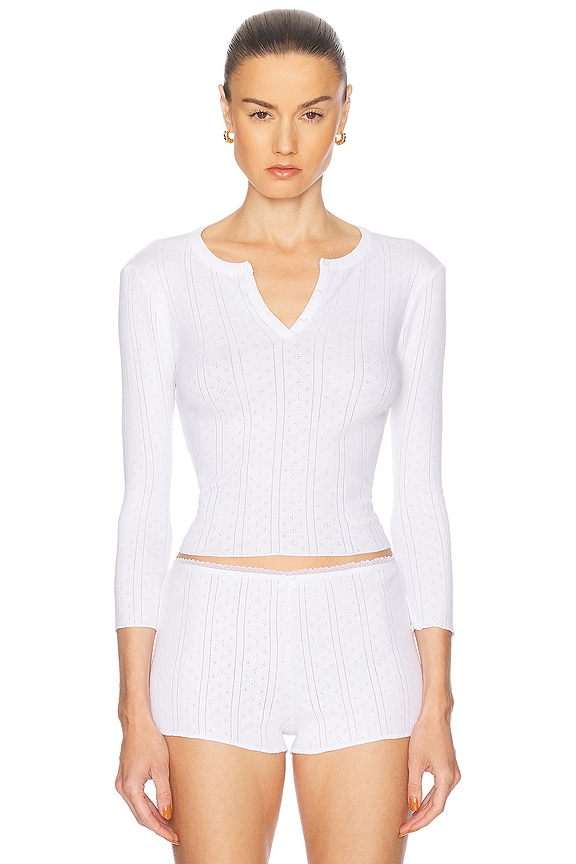 ウェア coucou Cou Cou Intimates The Baby Henley Top in French Blue | FWRD