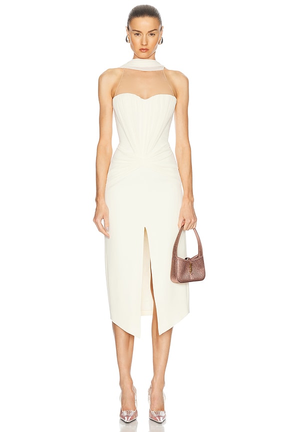 ALESSANDRA RICH★素敵！フェザートリムベルベットミディドレス ALESSANDRA RICH - Velvet Midi Dress W/ Feathers Alessandra Rich