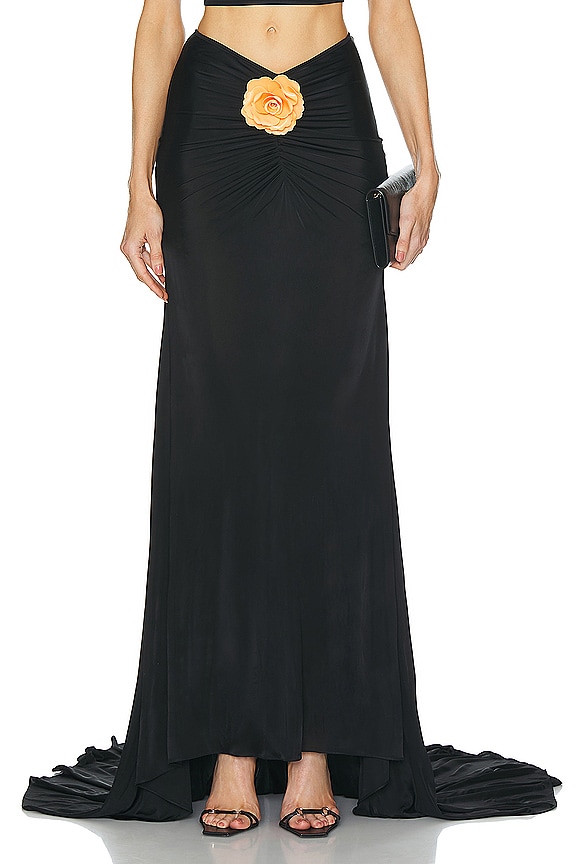Toteme Satin Knot Skirt in Black | FWRD
