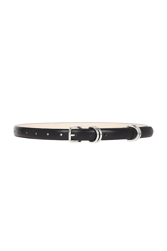 KHAITE Julius 20mm Small Gold Buckle Belt in Black | FWRD