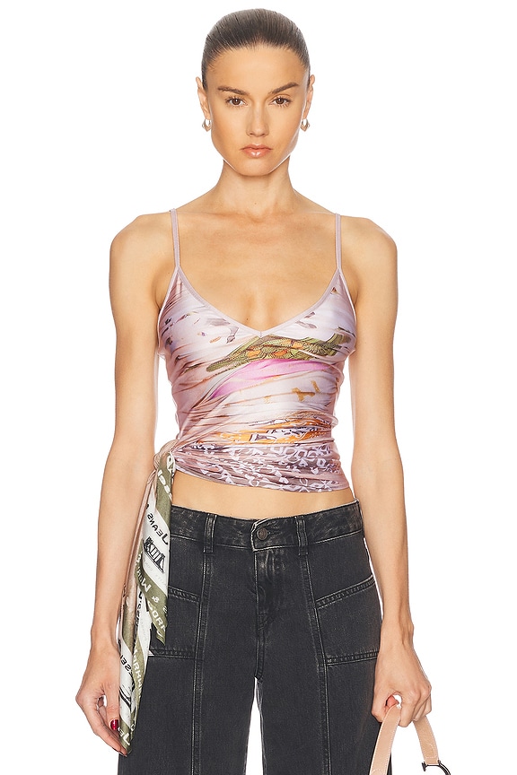 AREA Embroidered Crystal Butterfly Top in Multi | FWRD