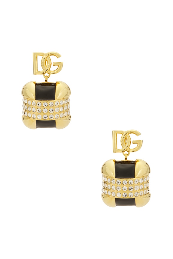 美の主張【Dolce & Gabbana】ゴールドメタル DG イヤリング DG crystal-embellished drop earrings in gold - Dolce Gabbana