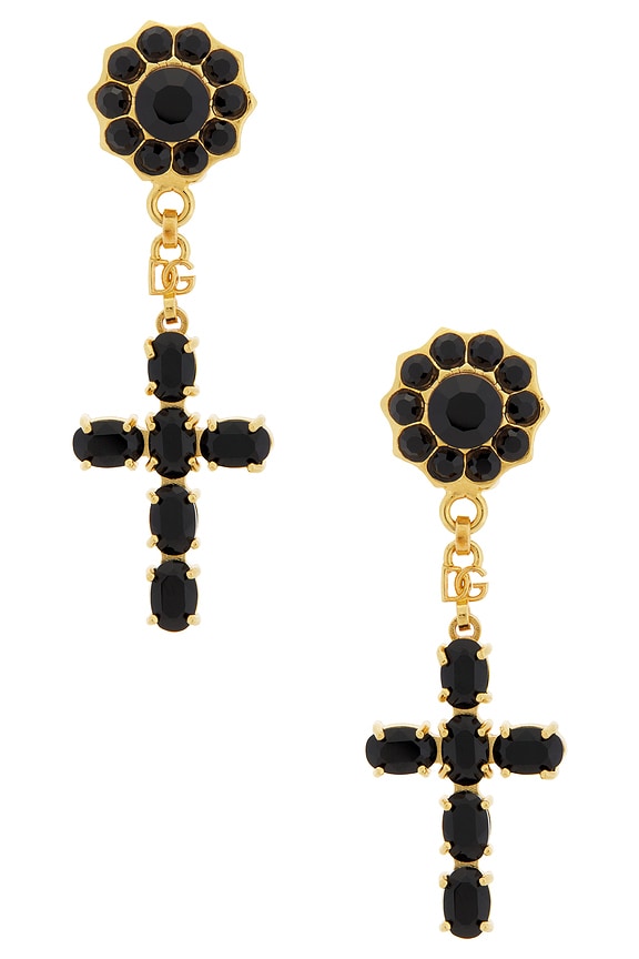 Saint Laurent Palm YSL Earrings in Gold | FWRD