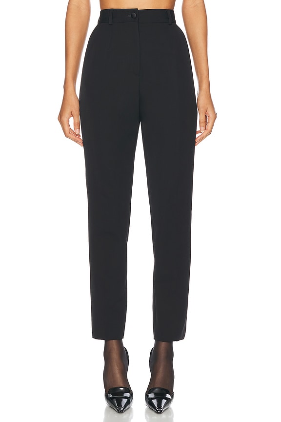 Saint Laurent Striped Tailored Pant in Black & Silver | FWRD Saint Laurent Striped Tailored Pant in Black & Silver | FWRD