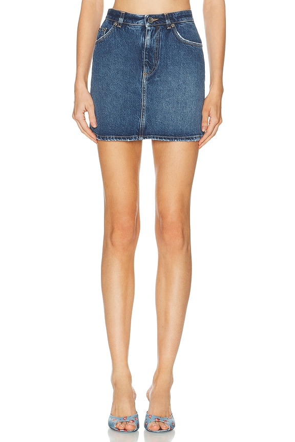 EB Denim Mini Slit Wrap Skirt in Daphne | FWRD