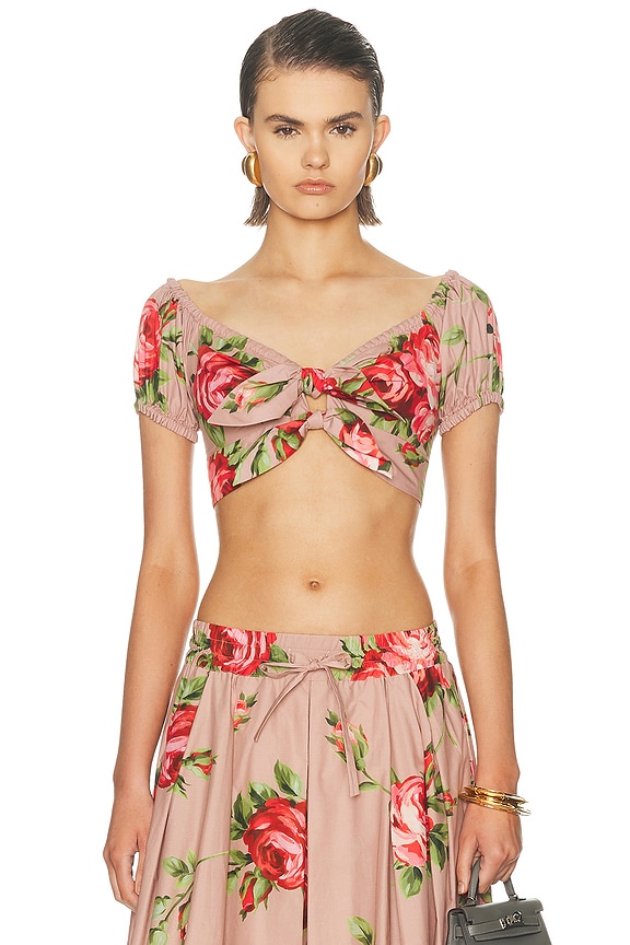 Zimmermann Pleated Bodice Top in Blue Paisley | FWRD
