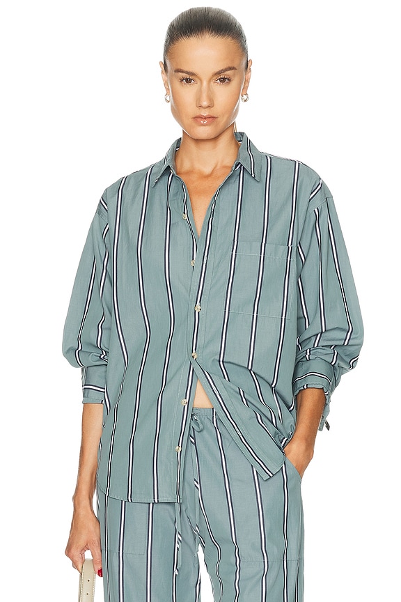 Balenciaga Twisted Swing Shirt in Green & White | FWRD