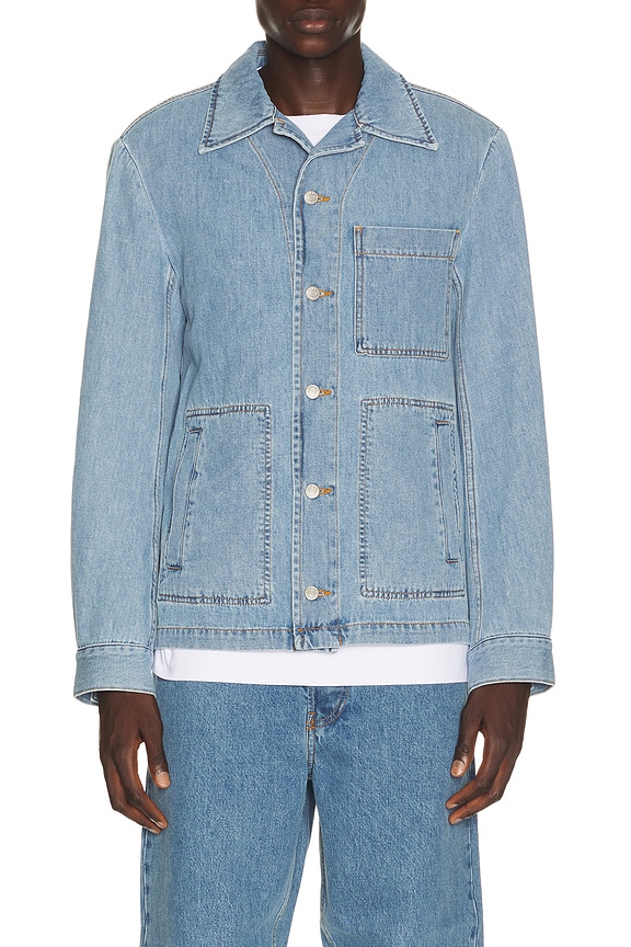 Visvim Baker Coverall Dry Denim Jacket in Blue | FWRD