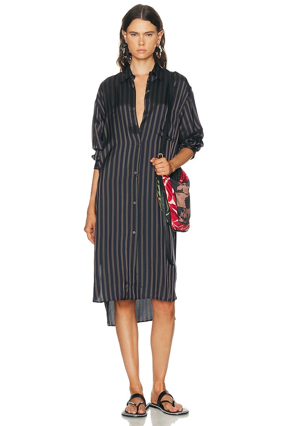 Burberry Long Sleeve Midi Dress in Marsh IP Check | FWRD
