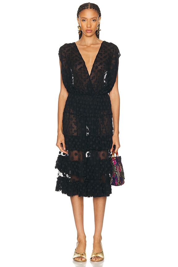 loewe lace dress Loewe Lace Shirt Dress With Balloon Sleeves