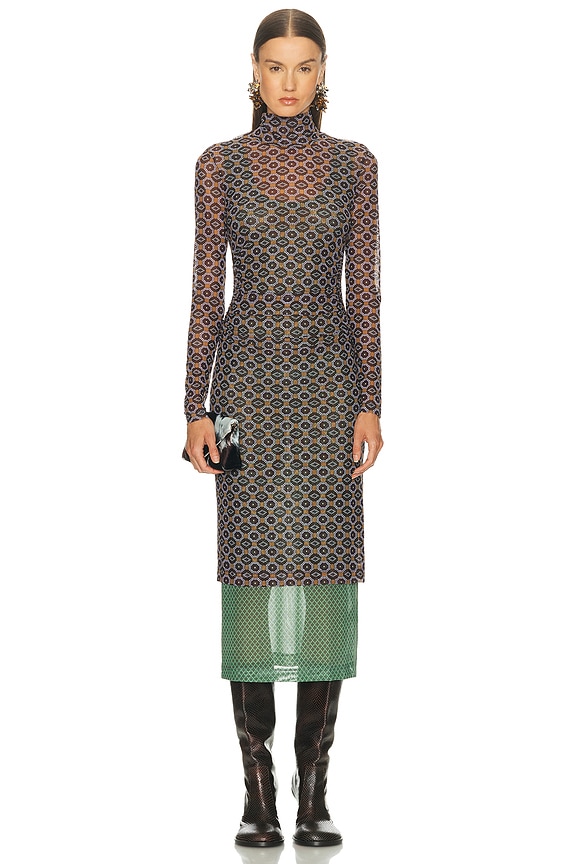 Fendi Longsleeve FF Midi Dress in Tobacco | FWRD