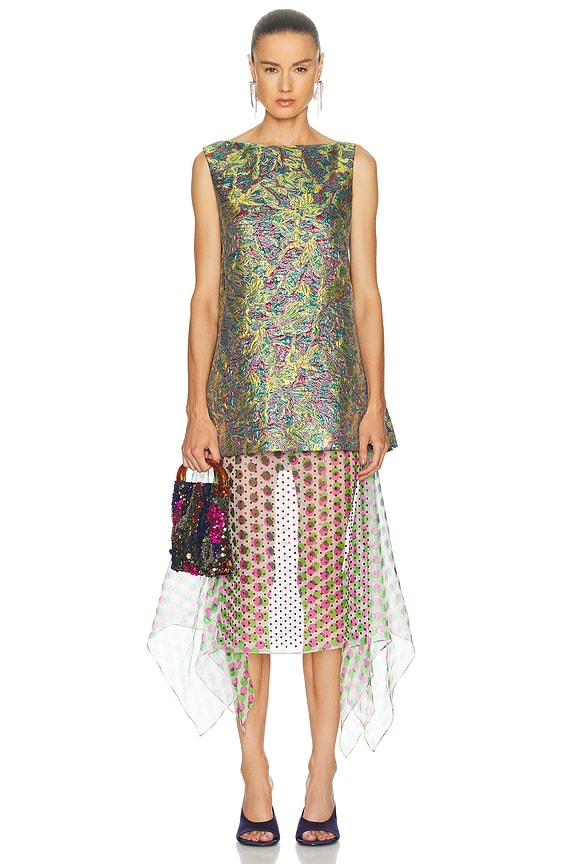 Emilio Pucci Jersey Fringe Dress in Nero & Rosso | FWRD