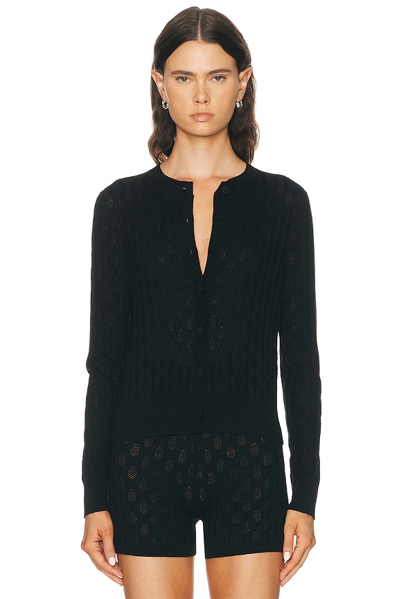 WARDROBE.NYC Cropped Cardigan With Shoulder Pads in Black | FWRD