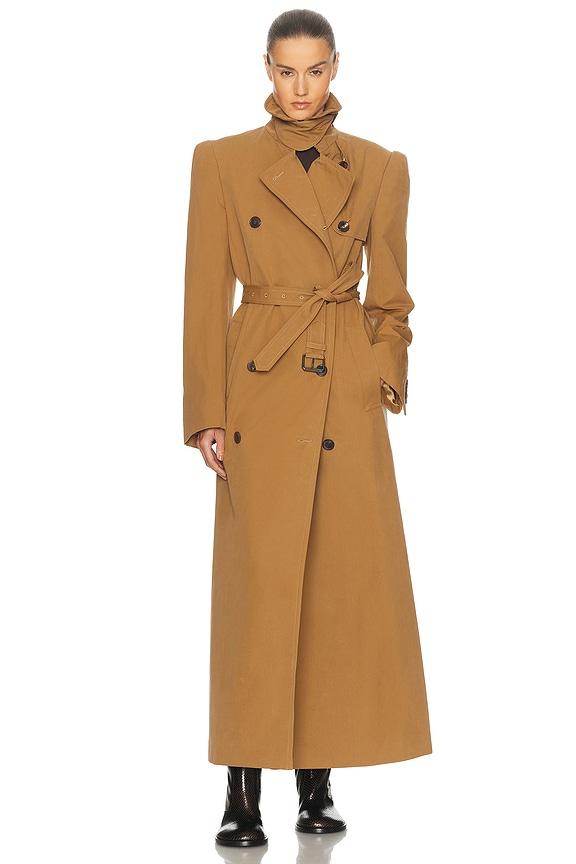 Helsa Wool Blend Midi Trench in Nutmeg | FWRD