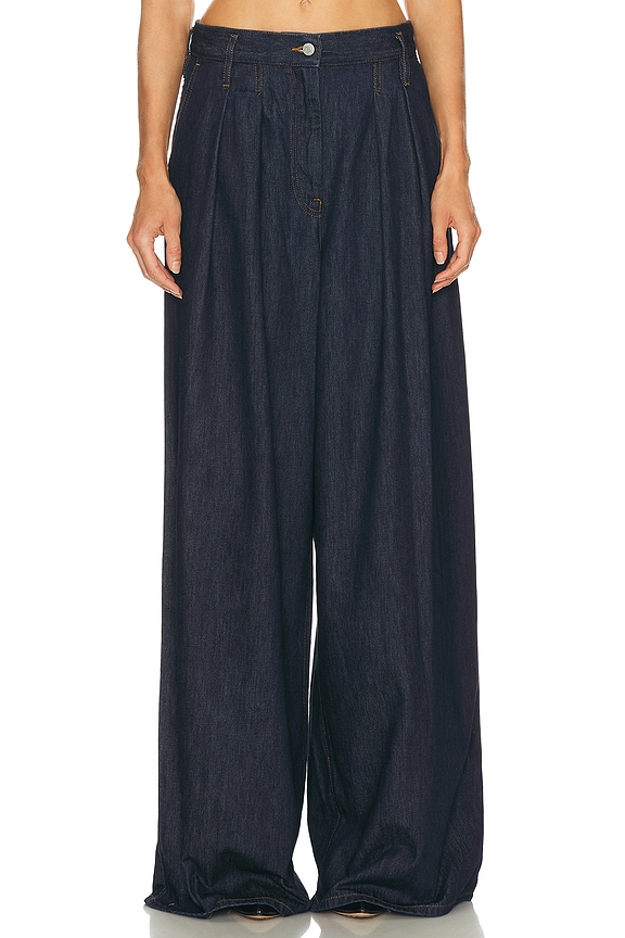 Jil Sander Wide Leg Trouser in Indigo | FWRD