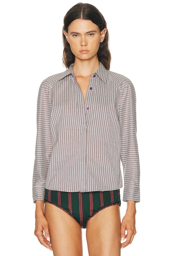 Toteme Capri Shirt in Navy Stripe | FWRD