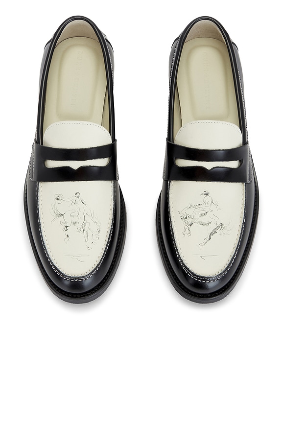 Duke + Dexter Wilde Cherry Penny Loafer in Black & White | FWRD