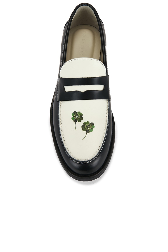 Duke + Dexter Wilde Cherry Penny Loafer in Black & White | FWRD