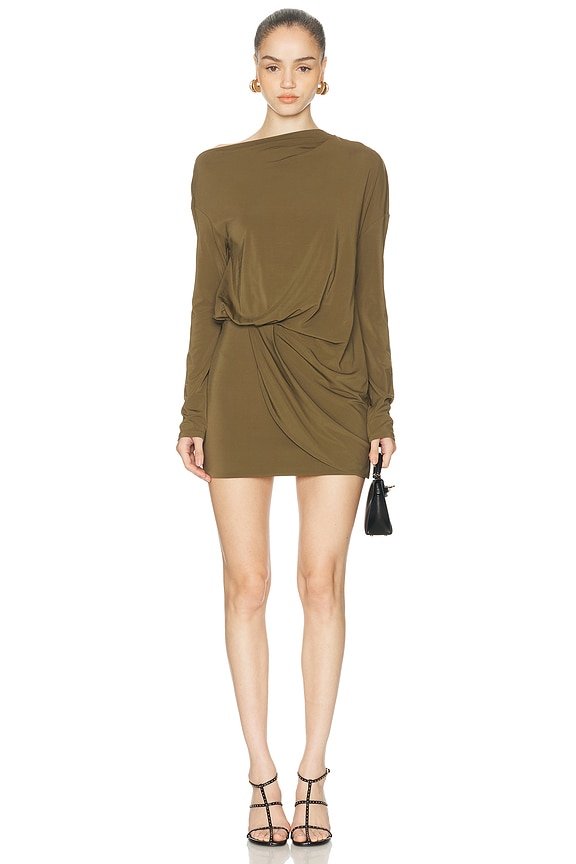 BERNADETTE Linda Silk Satin Dress in Apple Green | FWRD