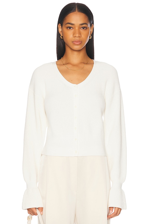 The Sei Oversized V Neck Sweater in Oyster | FWRD