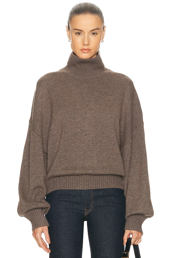 Acne Studios Oversized Turtleneck Sweater in Caramel Brown | FWRD
