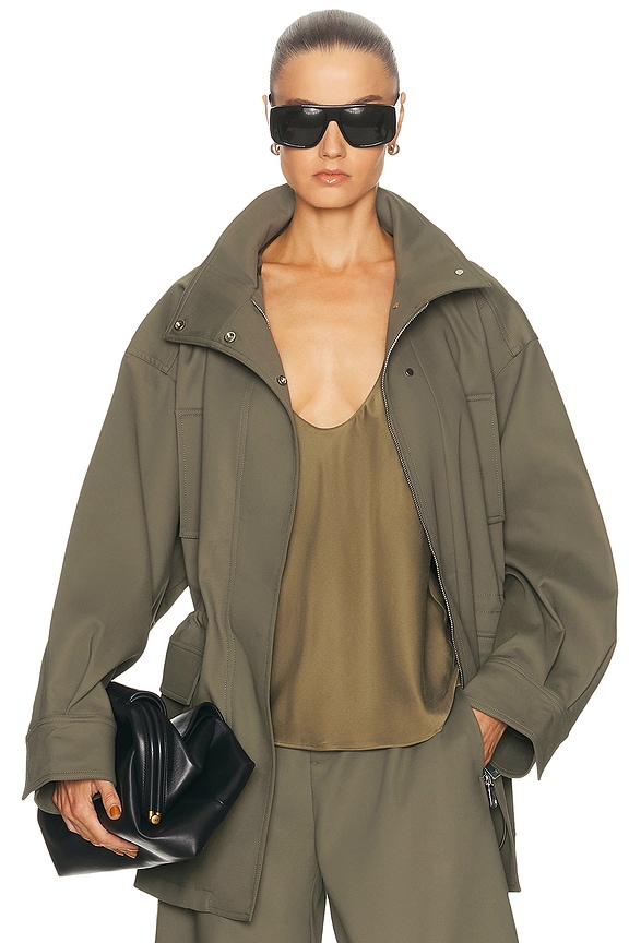 Helsa Tech Gabardine Zip Jacket in Army Green | FWRD