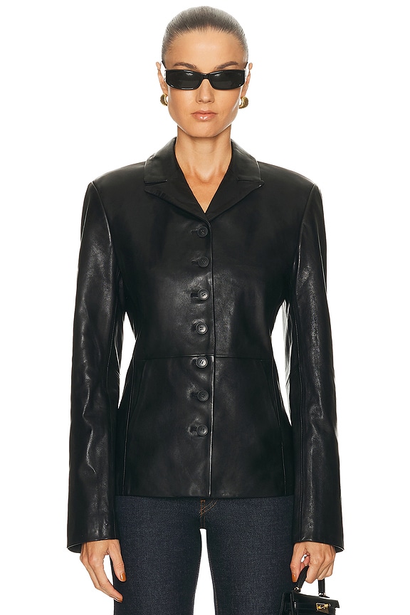 Alexander Wang Leather Tie Waist Jacket in Black1 | FWRD