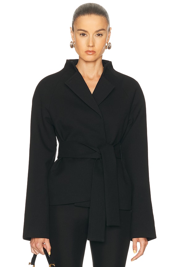 Balenciaga Oversized Wool Jacket in Dark Navy | FWRD